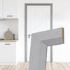 Made to Size Thruframe Interior Mist Grey Primed MDF Door Lining Frame and Modern Architrave Set - Suits Single Doors