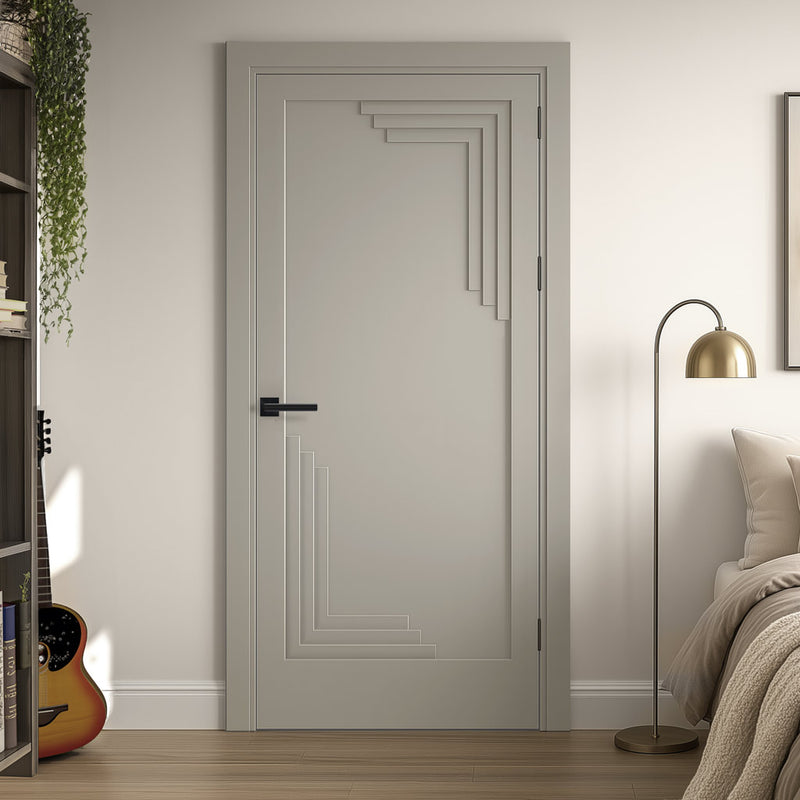 Urban Deco® Solid Wood Internal Door UK Made - Mist Grey Premium Primed - Bespoke Sizes