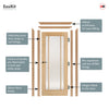 EasiKit Internal Door and Frame Kit - Lincoln Glazed Oak Internal Door - Frosted Glass