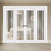 ThruEasi Room Divider - Lincoln 3 Pane White Clear Glass Unfinished Double Doors with Double Sides