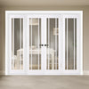 ThruEasi Room Divider - Lincoln 3 Pane White Clear Glass Unfinished Double Doors with Double Sides