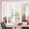 ThruEasi White Room Divider - Lincoln 3 Pane Clear Glass Unfinished Door Pair with Full Glass Sides