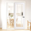 ThruEasi White Room Divider - Lincoln 3 Pane Unfinished Door with Full Glass Side