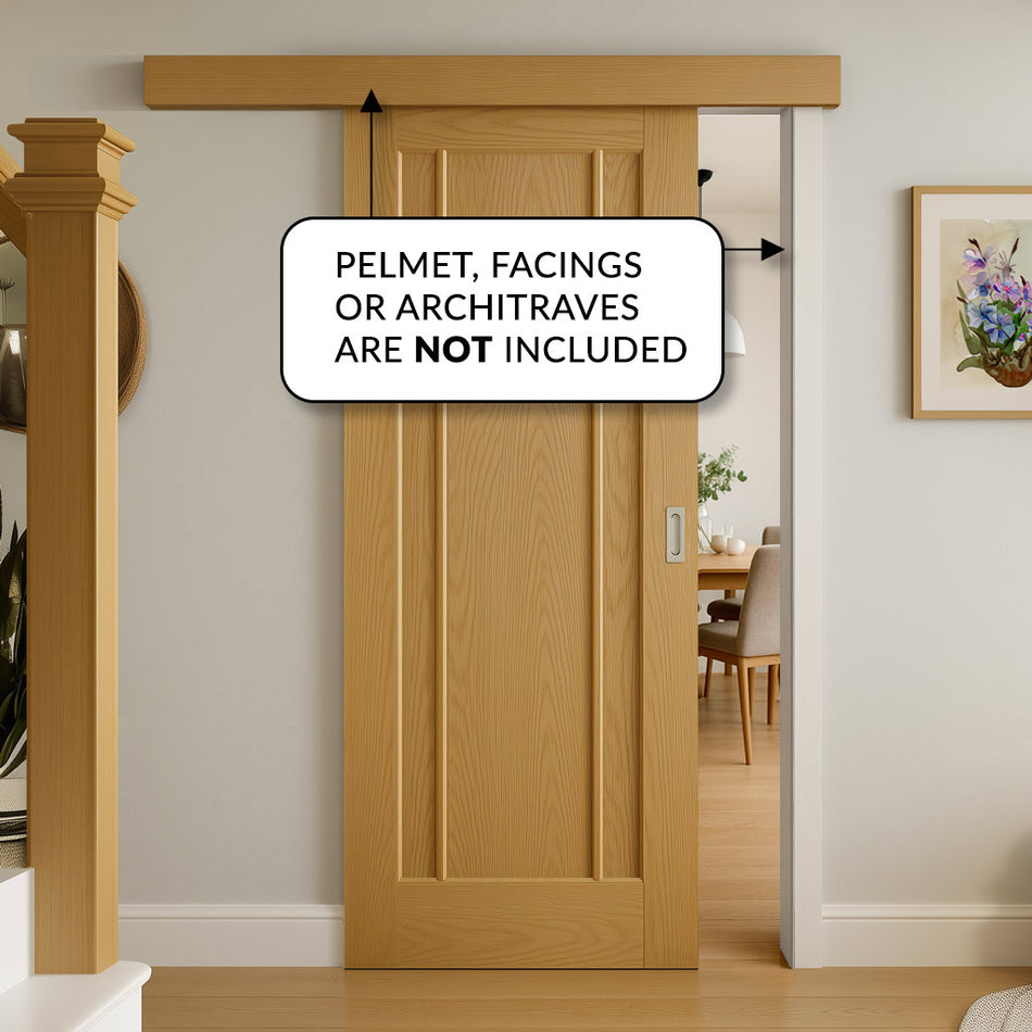 Bespoke Thruslide Surface Lincoln Oak 3P Door - Sliding Door and Track Kit - Prefinished