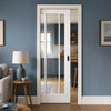 Lincoln Single Evokit Pocket Door - Clear Glass - White Primed
