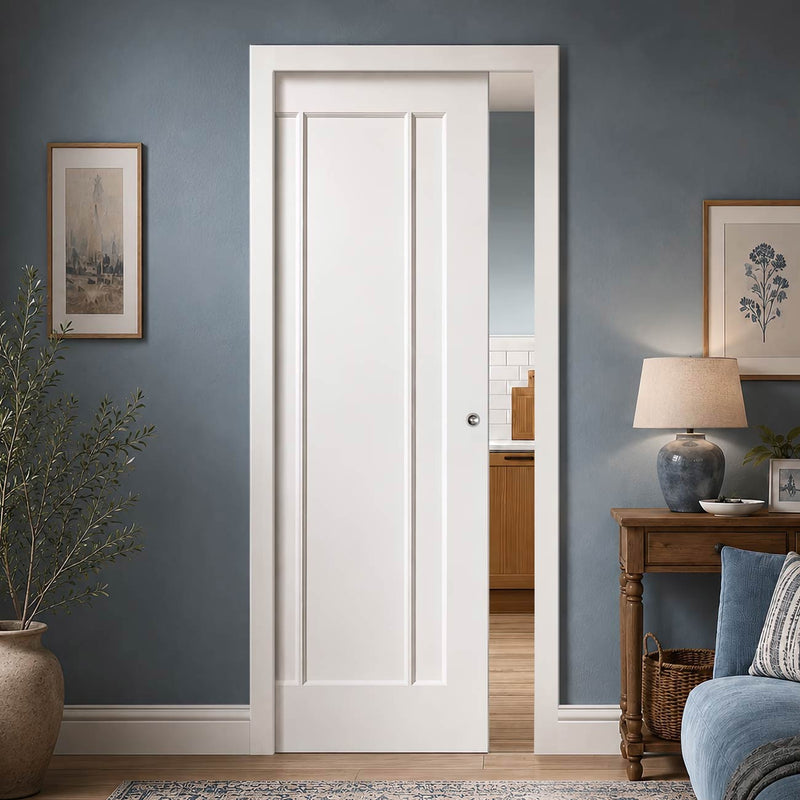 Lincoln Single Evokit Pocket Door - White Primed