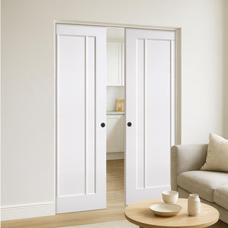 Image: Lincoln Single Absolute Evokit Double Pocket Door - White Primed