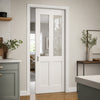 London Single Evokit Pocket Door - Clear Glass - White Primed