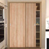 Minimalist Wardrobe Door & Frame Kit - Two Wexford Oak Panel Doors - Unfinished