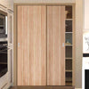 Minimalist Wardrobe Door & Frame Kit - Two Wexford Oak Panel Doors - Unfinished