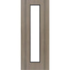Monaco Flush Light Grey Internal Door with Contrasting Lines - Clear Glass - Laminated