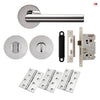 Monroe Door Lever Bathroom Handle Pack - 3 Square Hinges - Polished Stainless Steel