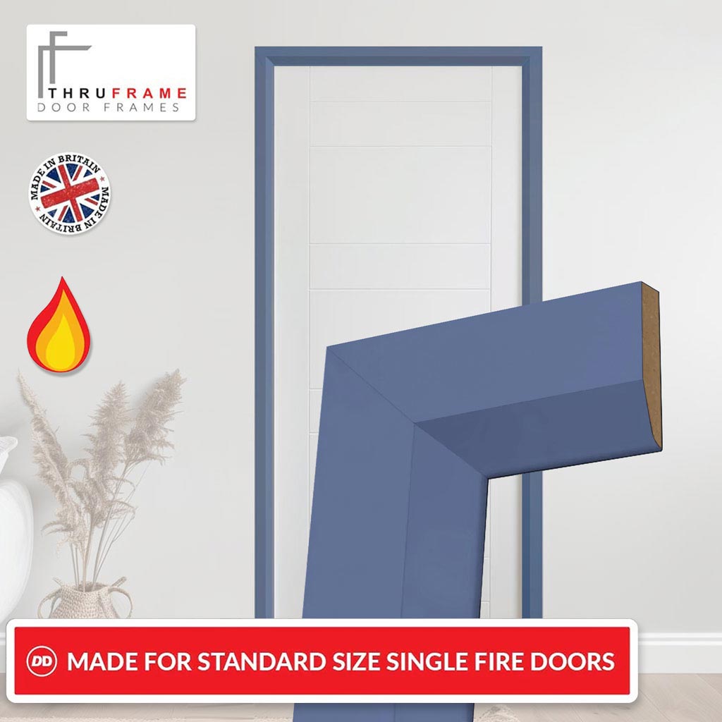 Made to Size Single Fire Door Frame and Modern Architrave Kit in Heath ...