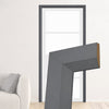 Made to Size Single Fire Door Frame and Modern Architrave Kit in Stormy Grey Primed MDF - Suits 30 Minute Fire Doors