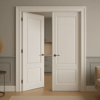 Image: Madison White Primed Panel Internal Door Pair