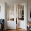 Madison White Primed Internal Door Pair - Clear Bevelled Glass