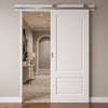 Top Mounted Stainless Steel Sliding Track & Madison White Primed Panel Door