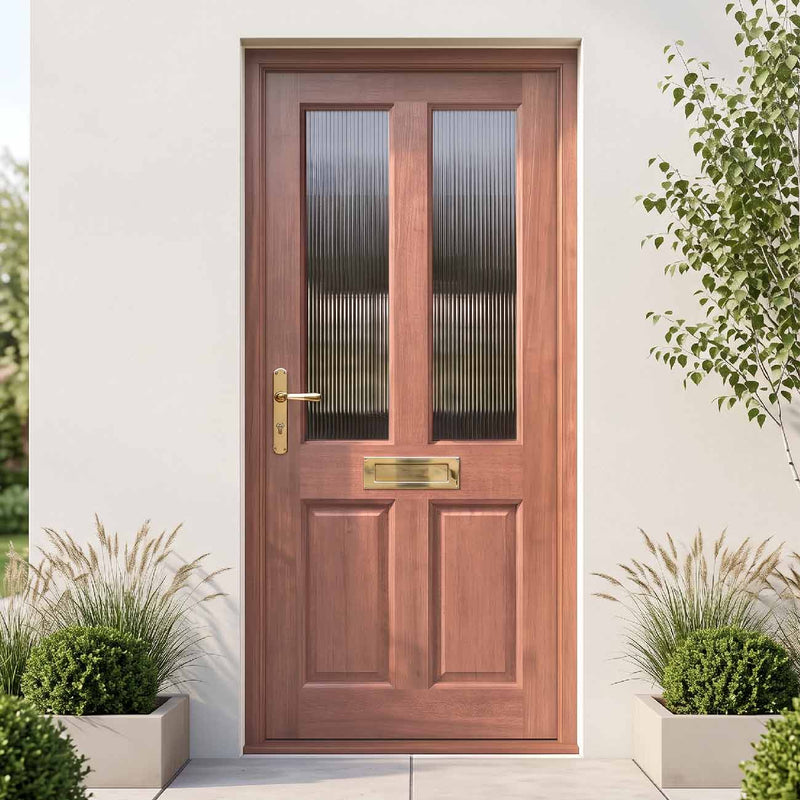 Malton Sterling Exterior Hardwood Door - Reeded Toughened Double Glazing