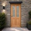 LPD Malton External Meranti Wooden Front Door and Frame Set with Fittings - Frosted Double Glazing