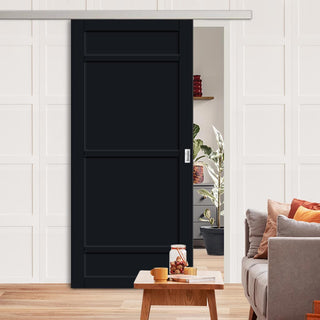 Image: Single Sliding Door & Premium Wall Track - Eco-Urban Malvan 4 Panel Door DD6414 - 4 Colour Options
