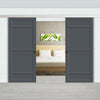 Double Sliding Door & Premium Wall Track - Eco-Urban® Malvan 4 Panel Doors DD6414 - 6 Colour Options