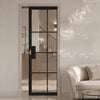 Malvern Black Single Evokit Pocket Door - Clear Glass - Prefinished