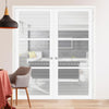 Manchester 3 Pane Solid Wood Internal Door Pair UK Made DD6306 - Clear Reeded Glass - Eco-Urban® Cloud White Premium Primed