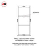 SpaceEasi Top Mounted Black Folding Track & Double Door - Eco-Urban® Manchester 3 Pane Solid Wood Door DD6306G - Clear Glass - Premium Primed Colour Options
