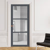 Manchester 3 Pane Solid Wood Internal Door UK Made DD6306 - Clear Reeded Glass - Eco-Urban® Stormy Grey Premium Primed