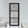Manchester 3 Pane Solid Wood Internal Door UK Made DD6306 - Clear Reeded Glass - Eco-Urban® Shadow Black Premium Primed