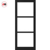 Manchester 3 Pane Solid Wood Internal Door UK Made DD6306 - Clear Reeded Glass - Eco-Urban® Shadow Black Premium Primed