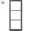 Double Sliding Door & Premium Wall Track - Eco-Urban® Manchester 3 Pane Doors DD6306SG - Frosted Glass - 6 Colour Options
