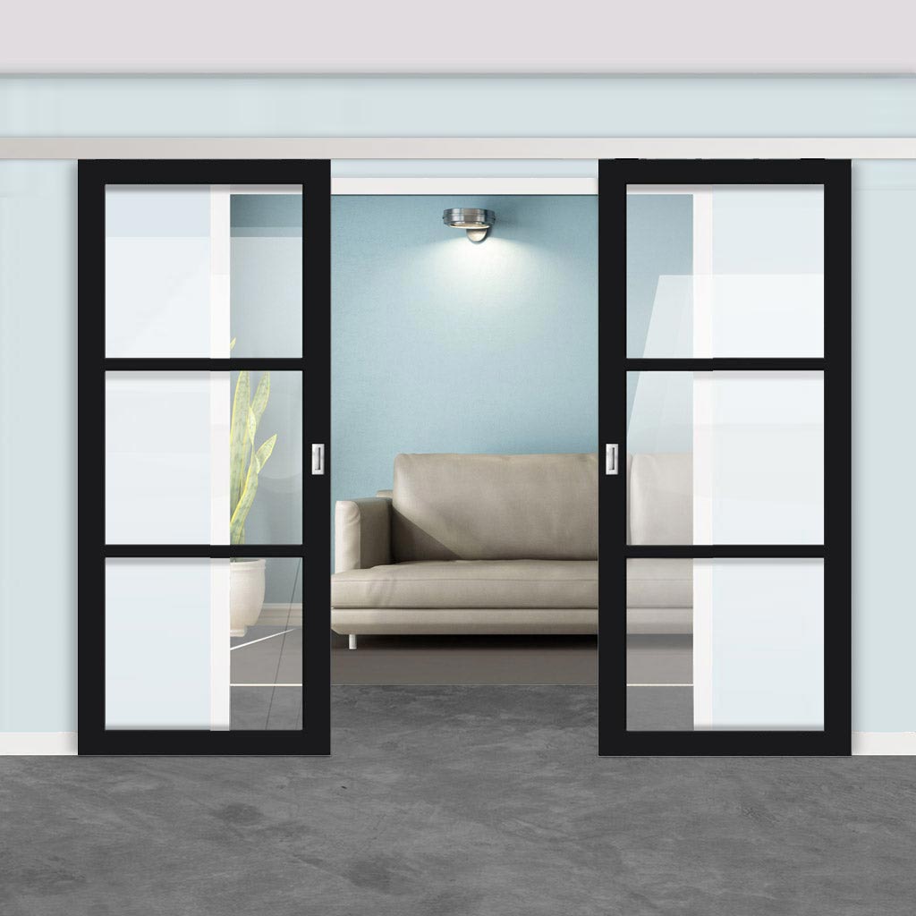 Double Sliding Door & Premium Wall Track - Eco-Urban® Manchester 3 Pan ...