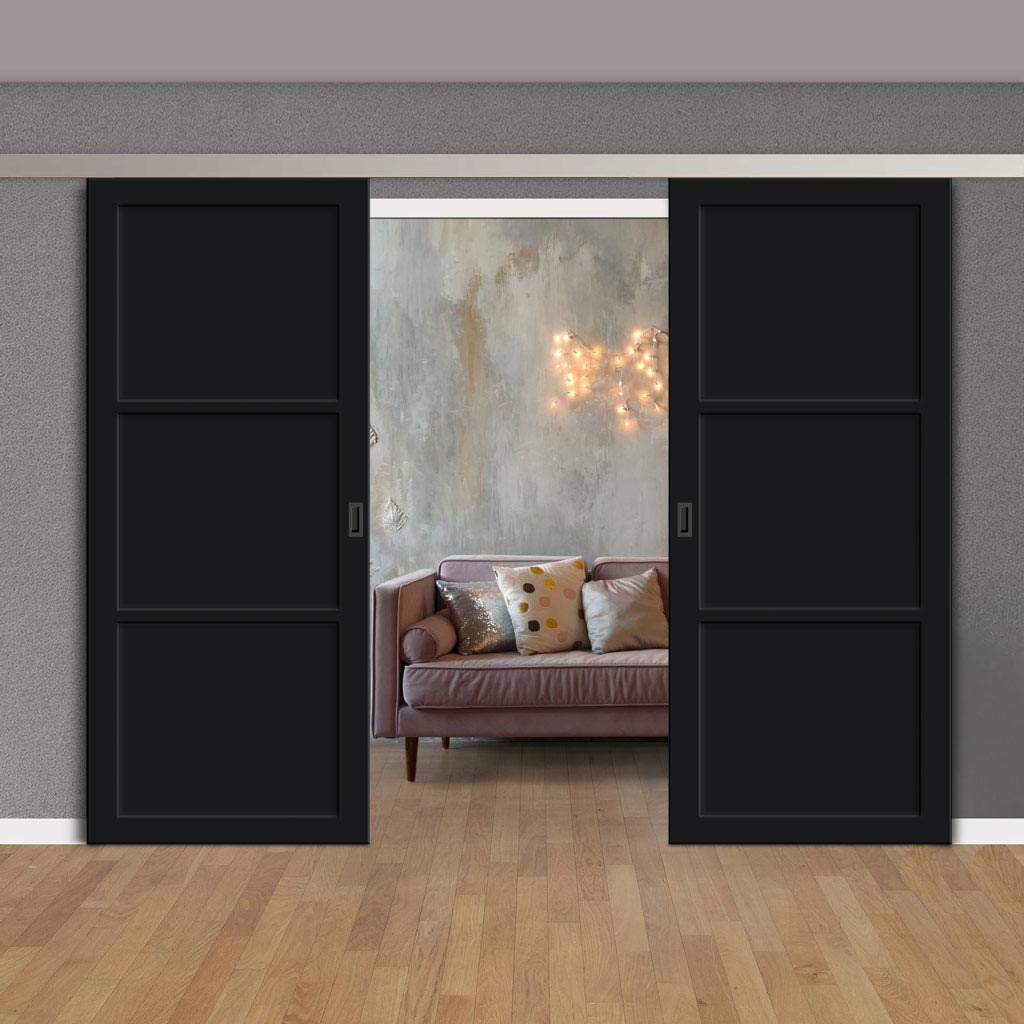 Double Sliding Door & Premium Wall Track - Eco-Urban® Manchester 3 Panel Doors DD6305 - 6 Colour Options