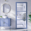 Manchester 3 Pane Solid Wood Internal Door UK Made DD6306 - Clear Reeded Glass - Eco-Urban® Heather Blue Premium Primed