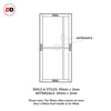 SpaceEasi Top Mounted Black Folding Track & Double Door - Eco-Urban® Marfa 4 Pane Solid Wood Door DD6313SG - Frosted Glass - Premium Primed Colour Options