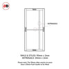 SpaceEasi Top Mounted Black Folding Track & Double Door - Eco-Urban® Marfa 4 Pane Solid Wood Door DD6313G - Clear Glass - Premium Primed Colour Options