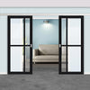 Double Sliding Door & Premium Wall Track - Eco-Urban® Marfa 4 Pane Doors DD6313G - Clear Glass - 6 Colour Options