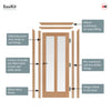 EasiKit Internal Door and Frame Kit - J B Kind Oak Shaker Matterhorn Internal Door - Clear Glass