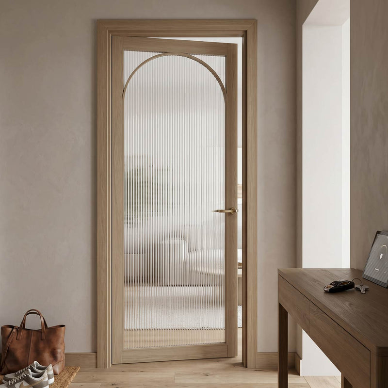 Melrose Blonde Oak Internal Door - Reeded  Glass - Prefinished