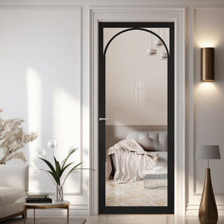 Image: Melrose Black Internal Door - Clear Glass - Prefinished