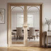 Melrose Blonde Oak Internal Door Pair - Reeded  Glass - Prefinished