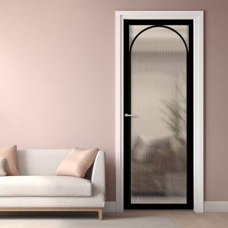 Image: Melrose Black Internal Door - Reeded Glass - Prefinished