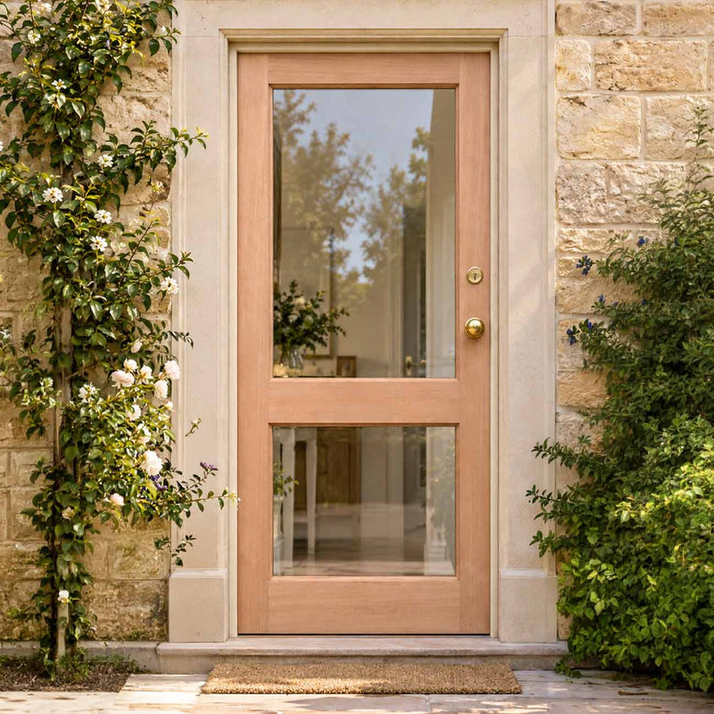 Meranti Wooden 2XGG Exterior Door - Clear Toughened Double Glazing