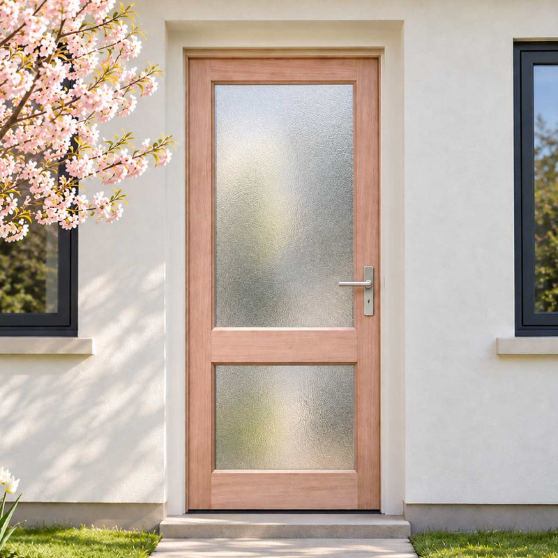 Meranti Wooden 2XGG Exterior Door - Stippolyte Toughened Double Glazing