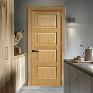 Image: EasiKit Internal Door and Frame Kit - J B Kind Oak Classic Mersey 4 Panel Internal Door