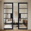 Metro Black Industrial Double Evokit Pocket Doors with Reeded  Glass - Prefinished