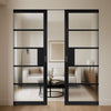Metro Black Industrial Absolute Evokit Double Pocket Doors with Reeded  Glass - Prefinished