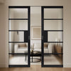 Metro Black Industrial Absolute Evokit Double Pocket Doors with Reeded  Glass - Prefinished