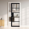 Metro Black Industrial Single Evokit Pocket Door with Reeded  Glass - Prefinished